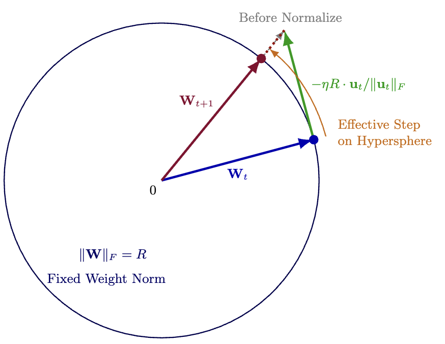 Hyperball update followed by normalization to a fixed weight norm